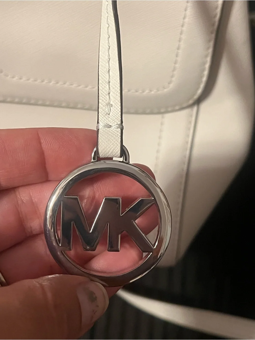 Michael Kors Talia MK Satchel Flap Bag White Saffiano Leather